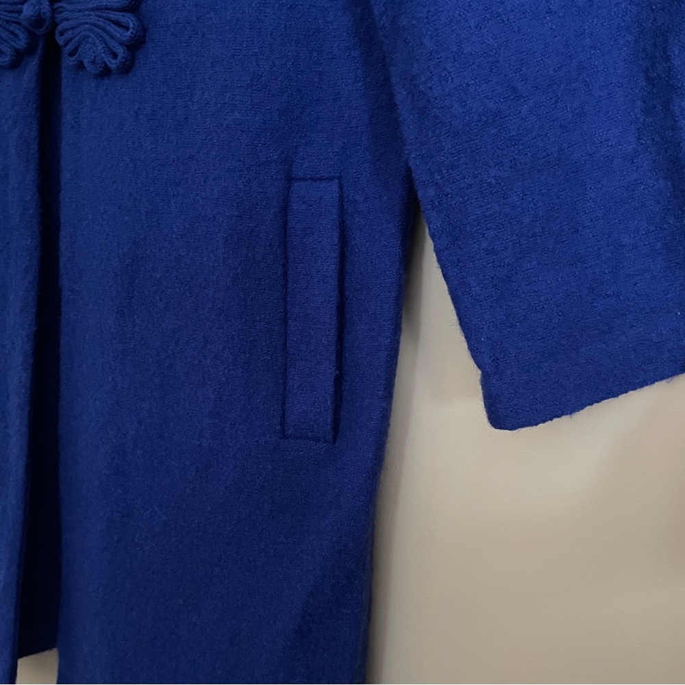 For Cynthia Blue Long Cardigan Jacket Size Large Asian Style Boiled Wool Artsy - Picture 6 of 9